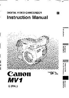 Canon MV 1 manual. Camera Instructions.